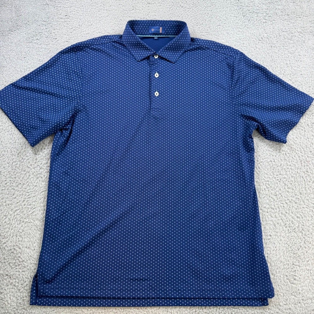Stitch Golf Mens Blue Micro Dot Performance Polo Shirt Size M/L Short Sleeve